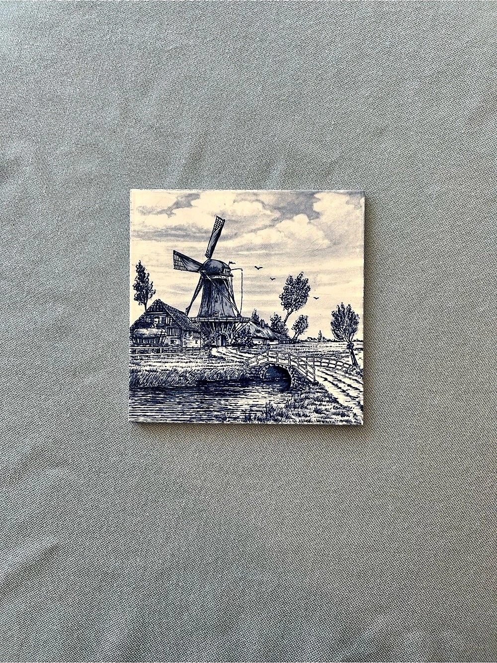 Vintage Delft-style ceramic tile